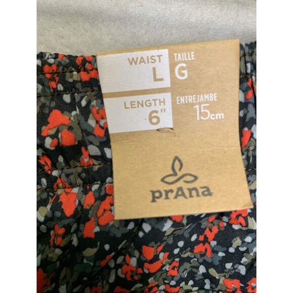 Prana Shorts Mens Large Black Floral Bowie E-Waist Short Water Friendly Lined - Picture 3 of 9